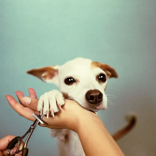 A dog's paw having its nails clipped